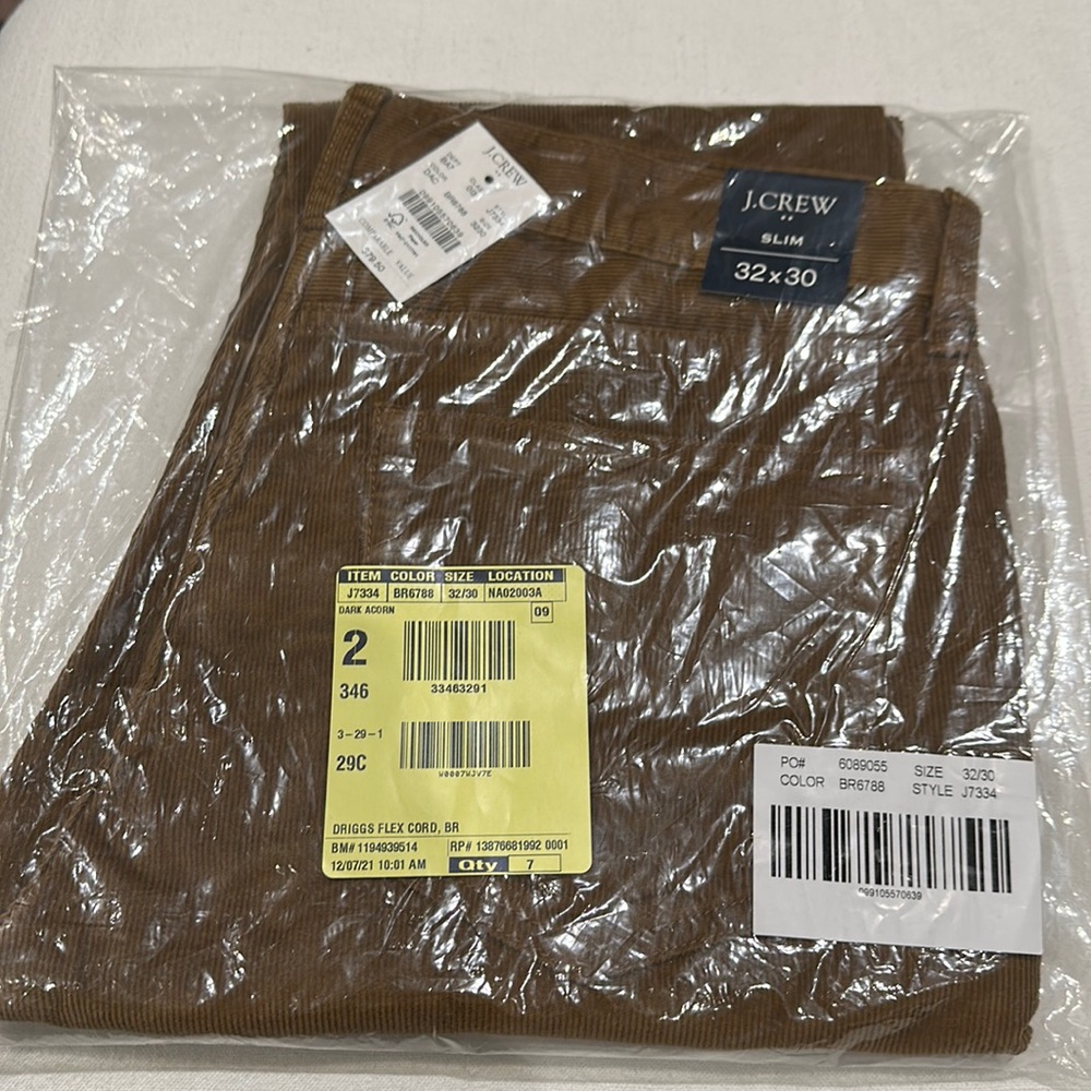 J Crew Driggs Flex Corduroy 32x30 Dark Acorn
